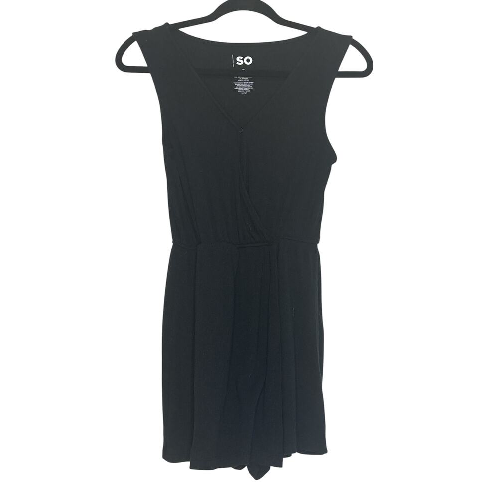 SO Black Sleeveless Romper Small – Wrap V‑Neck, Elastic Waist